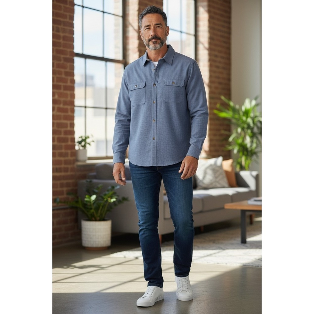 Travis Matthew Blue Long Sleeve Shirt Button Up Stretch Outdoors Size 2XL